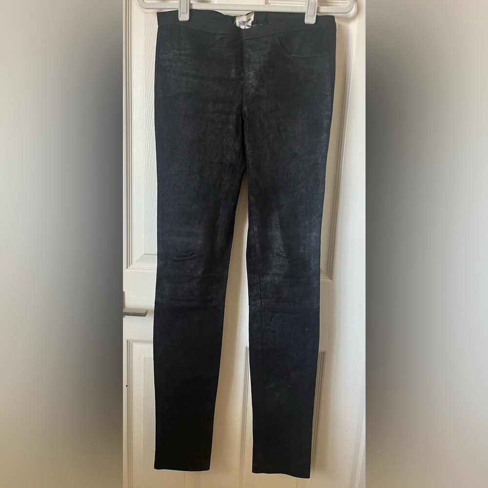 Helmut Lang Black Suede-Style Leggings Size 6